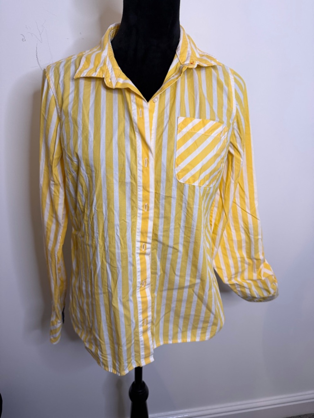 Yellow & White Striped Button-Up Shirt